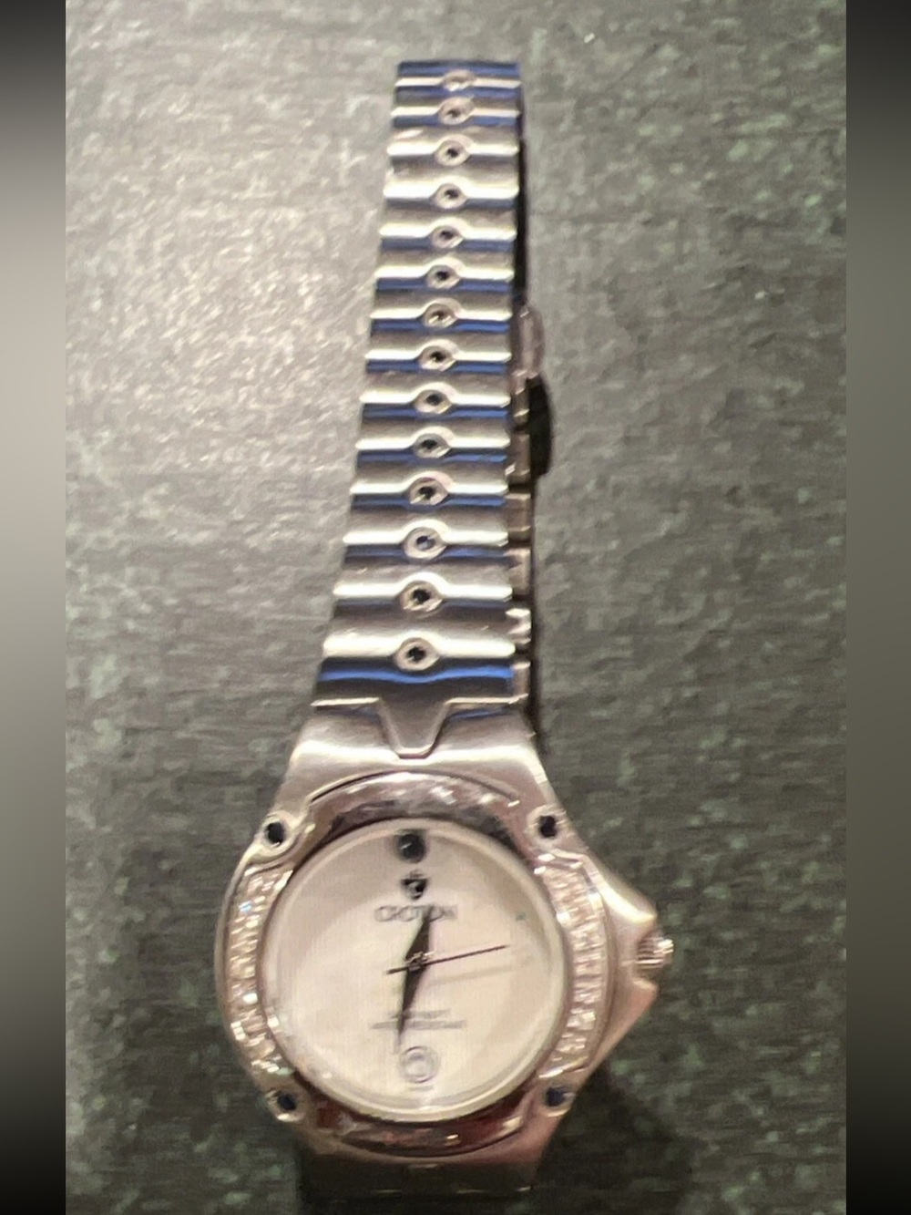 CROTON Diamonds & Blue Sapphire Swiss Quartz Women’s WATCH , Untested